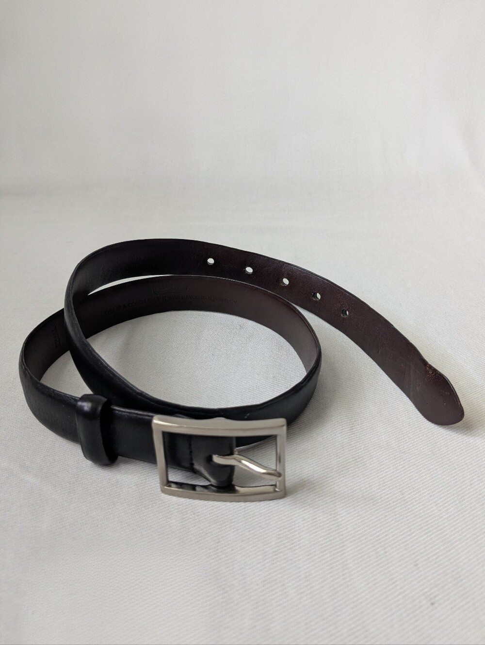 VTG Coach Black Calfskin Leather Belt Silver Buckle Made in Italy 28.5"